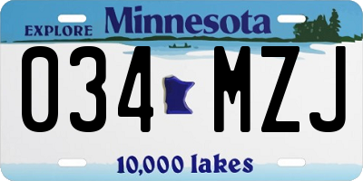 MN license plate 034MZJ