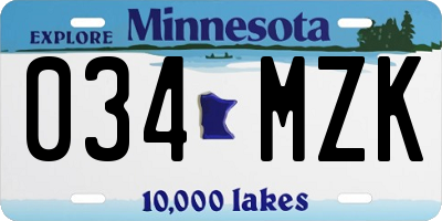 MN license plate 034MZK