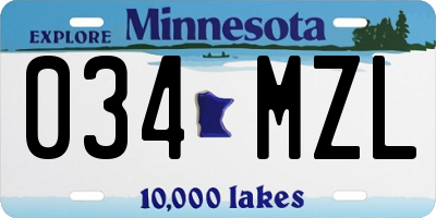 MN license plate 034MZL