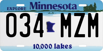 MN license plate 034MZM