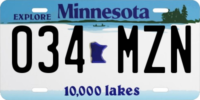 MN license plate 034MZN