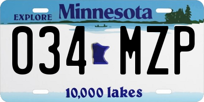MN license plate 034MZP
