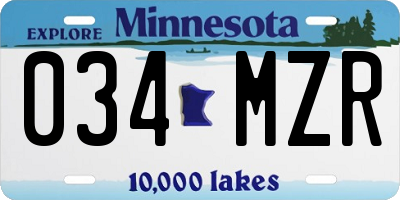 MN license plate 034MZR