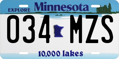 MN license plate 034MZS