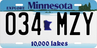 MN license plate 034MZY