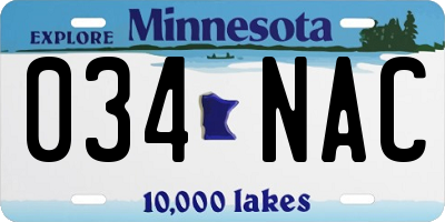 MN license plate 034NAC