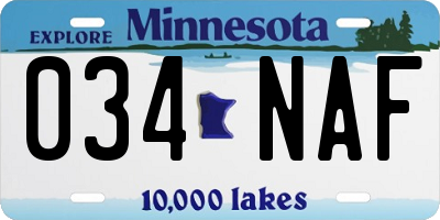 MN license plate 034NAF
