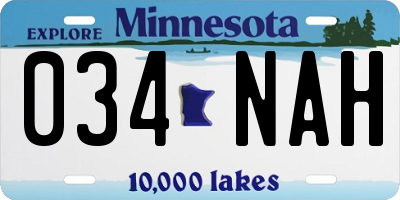 MN license plate 034NAH