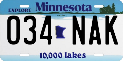 MN license plate 034NAK