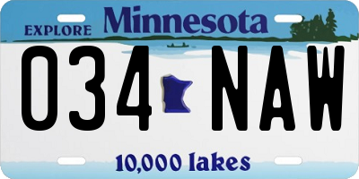 MN license plate 034NAW
