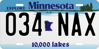 MN license plate 034NAX