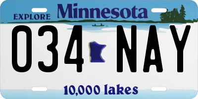 MN license plate 034NAY