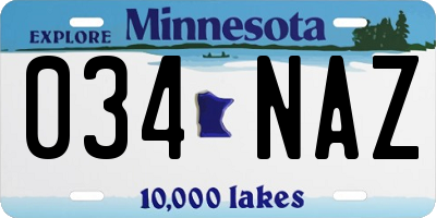 MN license plate 034NAZ