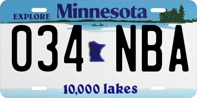 MN license plate 034NBA