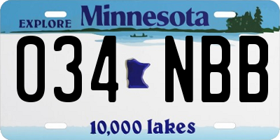 MN license plate 034NBB