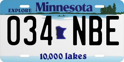 MN license plate 034NBE