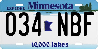 MN license plate 034NBF