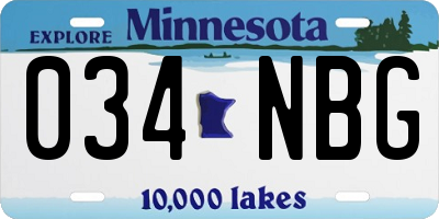 MN license plate 034NBG