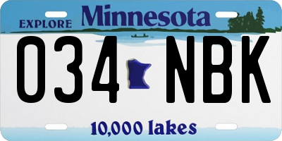 MN license plate 034NBK