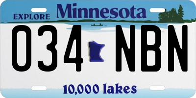 MN license plate 034NBN