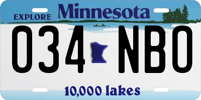 MN license plate 034NBO