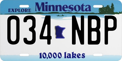 MN license plate 034NBP