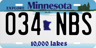 MN license plate 034NBS