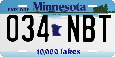 MN license plate 034NBT