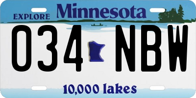 MN license plate 034NBW