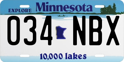 MN license plate 034NBX