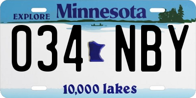 MN license plate 034NBY