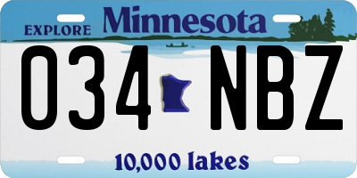 MN license plate 034NBZ