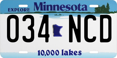 MN license plate 034NCD