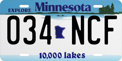 MN license plate 034NCF
