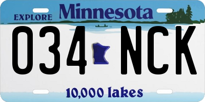 MN license plate 034NCK
