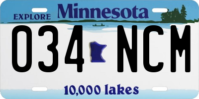 MN license plate 034NCM