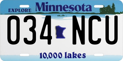 MN license plate 034NCU