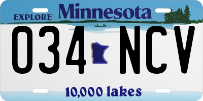 MN license plate 034NCV