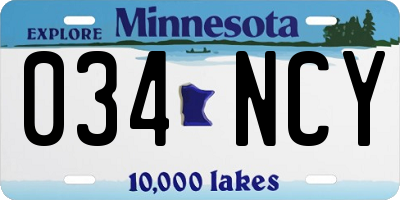 MN license plate 034NCY
