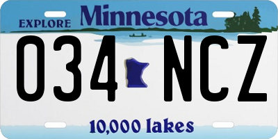 MN license plate 034NCZ