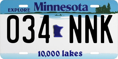 MN license plate 034NNK