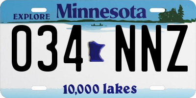 MN license plate 034NNZ