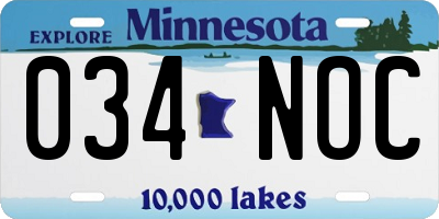MN license plate 034NOC