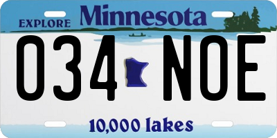 MN license plate 034NOE