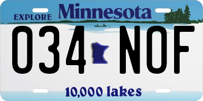 MN license plate 034NOF