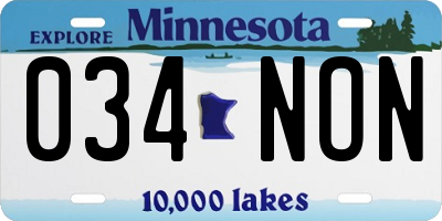 MN license plate 034NON