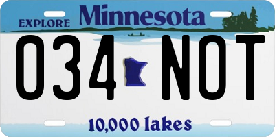 MN license plate 034NOT