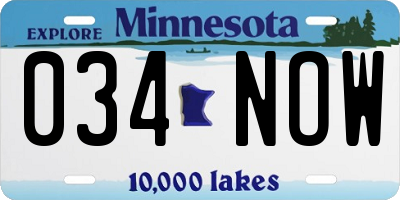MN license plate 034NOW