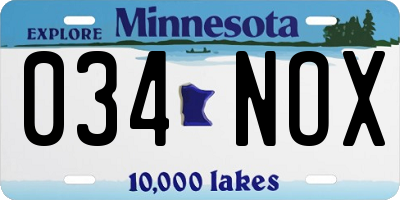 MN license plate 034NOX