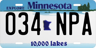 MN license plate 034NPA